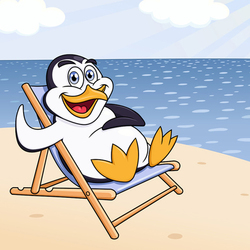 Пингвин отдыхает на море.