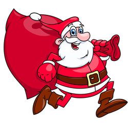 Санта-Клаус спешит подарить подарки.