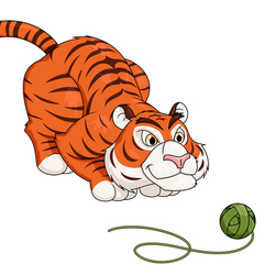 Тигр играется с клубком