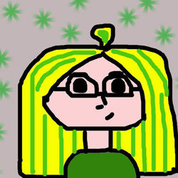 Девушка с зелеными волосами.