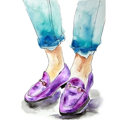 Watercolor flat shoes and jeans