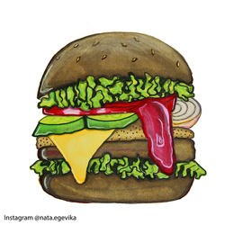 Food illustration hamburger 