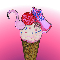 Food illustration Ice cream with Flamingo