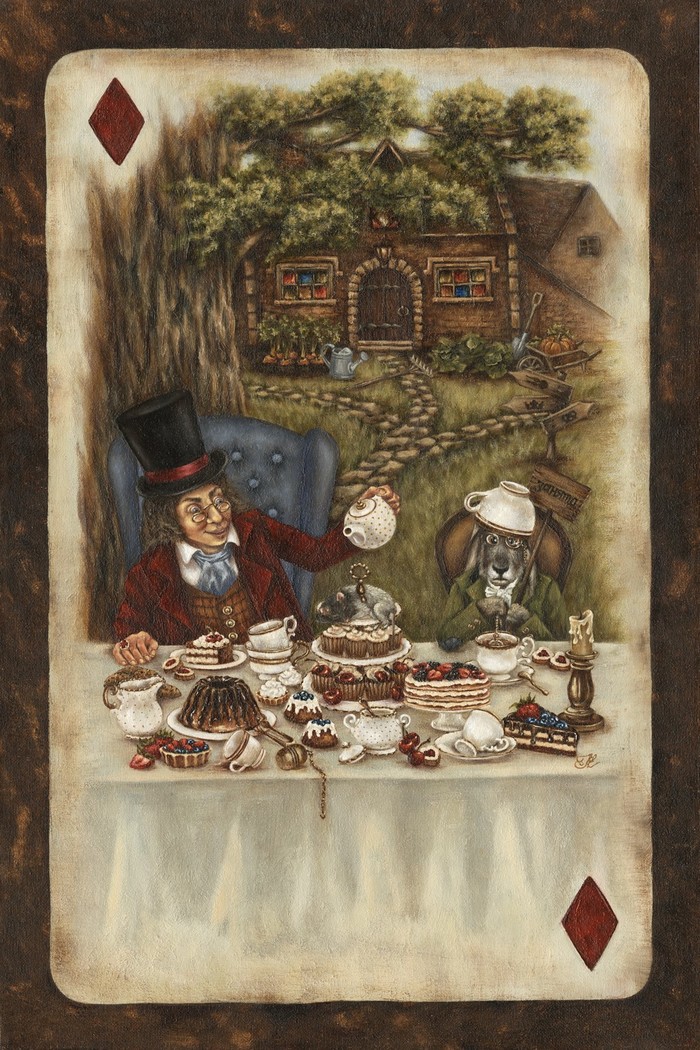 Иллюстрация Безумное чаепитие в стиле детский, живопись, персонажи