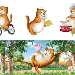 Коты. Рекламные персонажи для молочной продукции