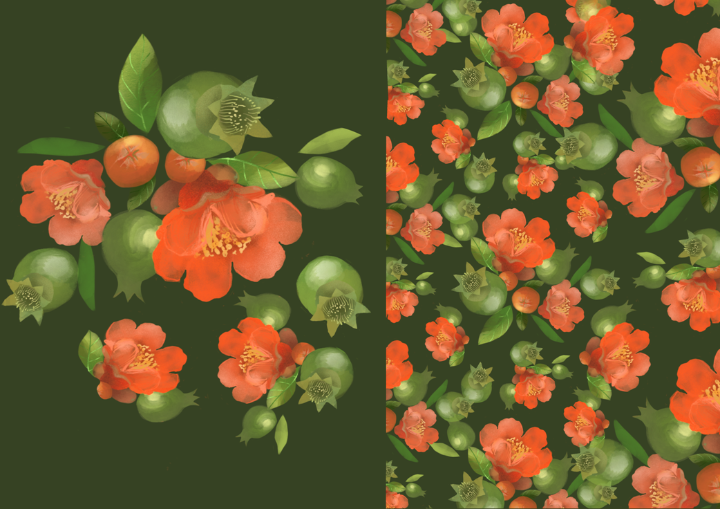 Иллюстрация Гранат в стиле декоративный, мода и красота