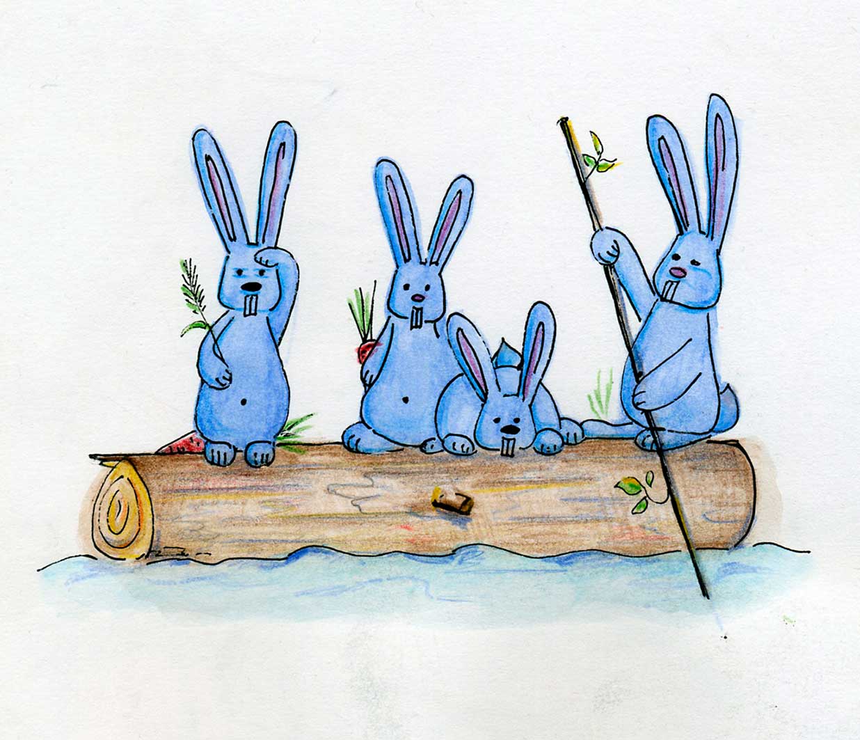 Простые рисунки «Дед Мазай и зайцы» для рисования