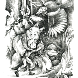 Иллюстрация к истории Сельмы Лагерлёф "Чудесное путешествие Нильса Хольгерсона с дикими гусями"