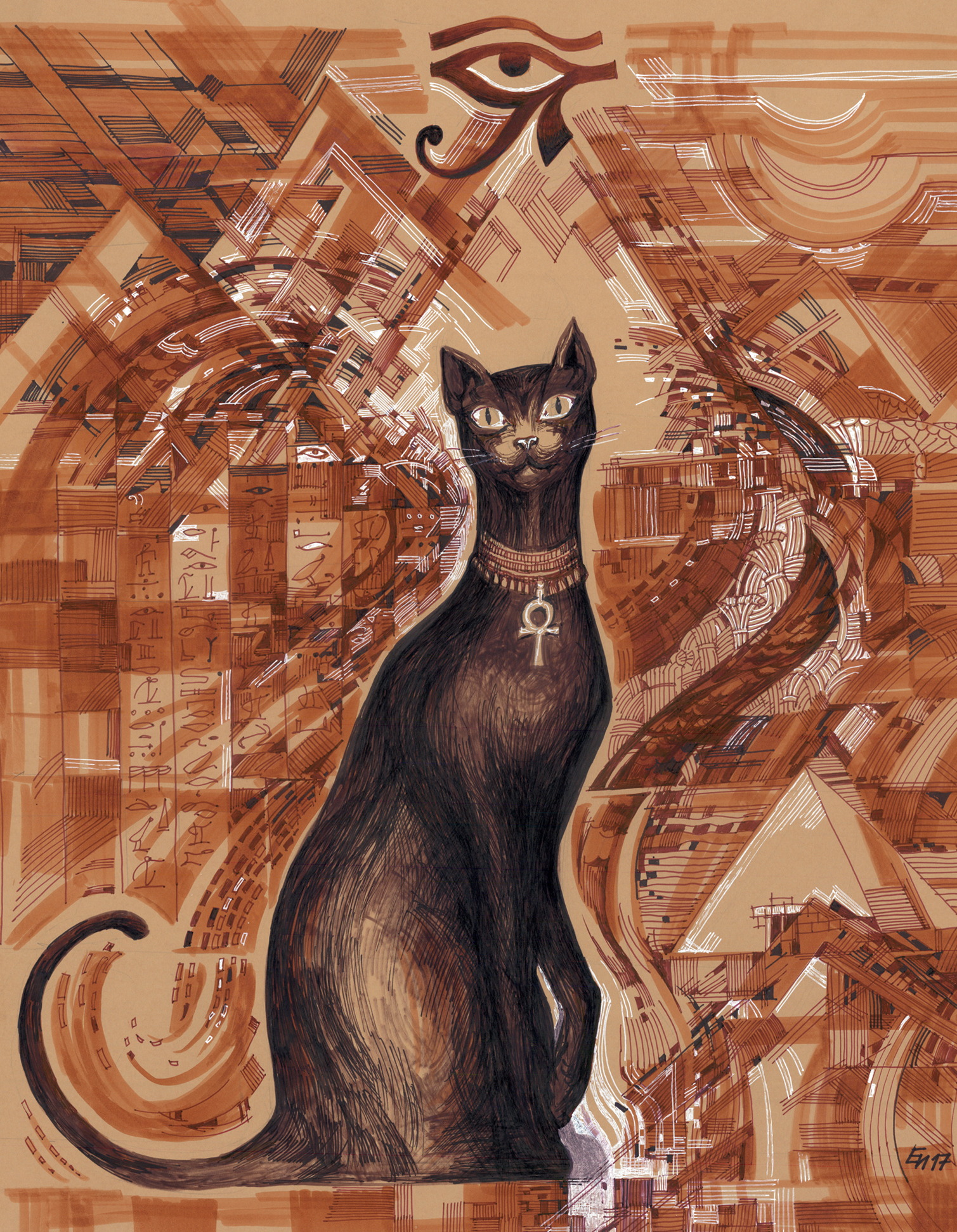 Баст санкт петербург. Картина Bastet. Мозаика кошка Баст. Ар нуво Бастет.