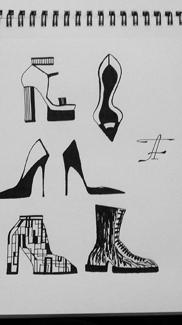 Иллюстрация Эскизы женской обуви в стиле графика | Illustrators.ru