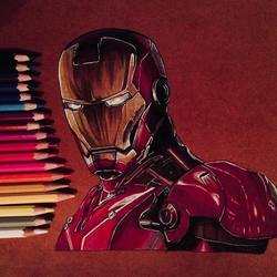 IRON MAN colored pencils artwork