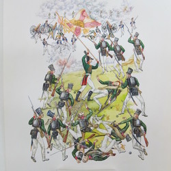 Князь Андрей поднимает солдат в атаку. 