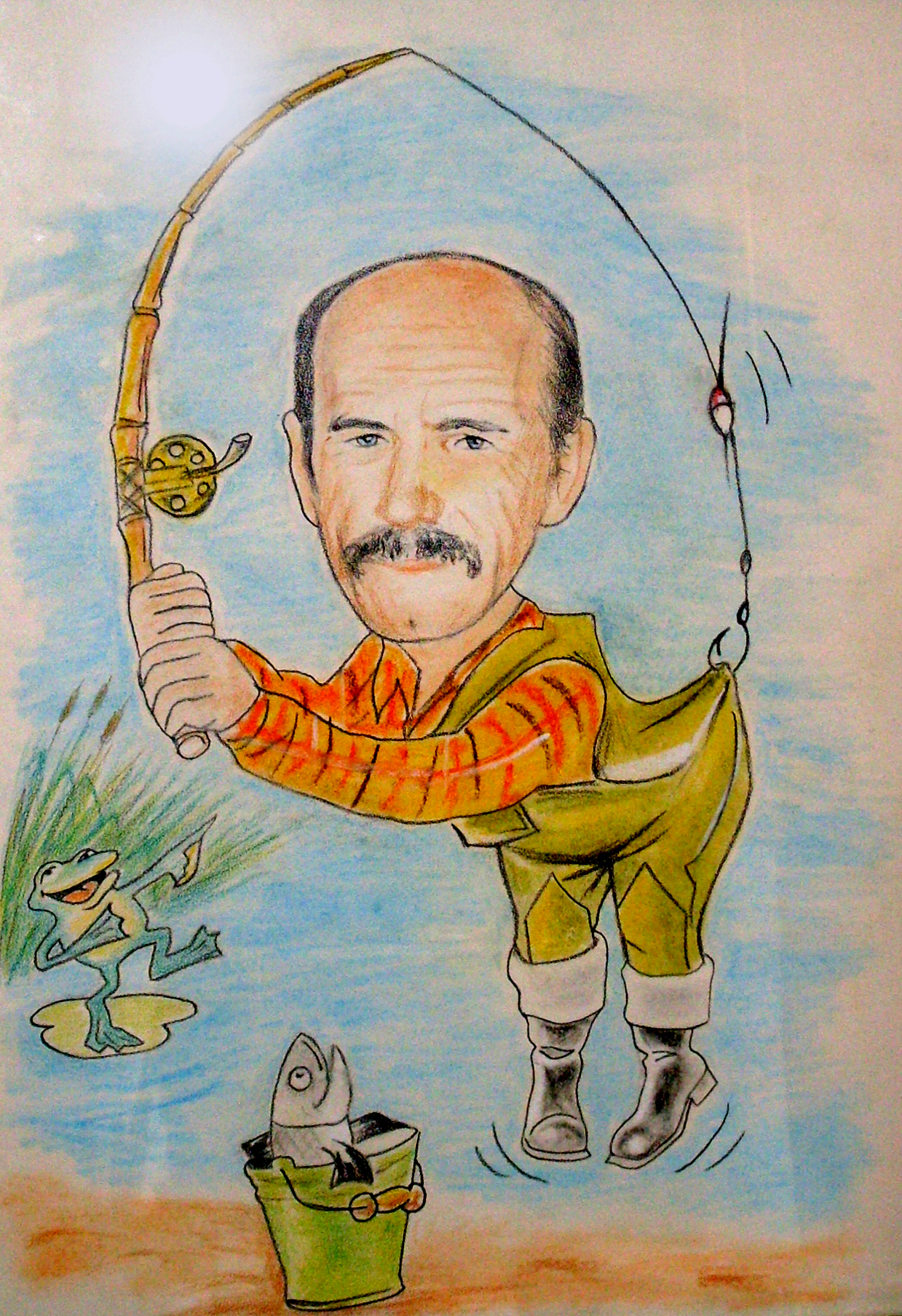 Рисунок на день рождения дедушке рыбалка