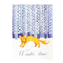 Зимняя открытка с лисичкой