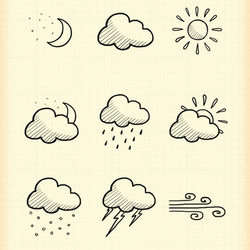Погодные иконки для инфографики в стиле скетча