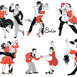 Retro dancers vector set