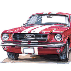 автомобиль Ford Mustang 1966, натурная зарисовка