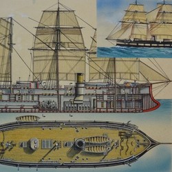 Устройство броненосного  корабля. Иллюстрация к книге  Г. Смирнова ,"Корабли и сражения".