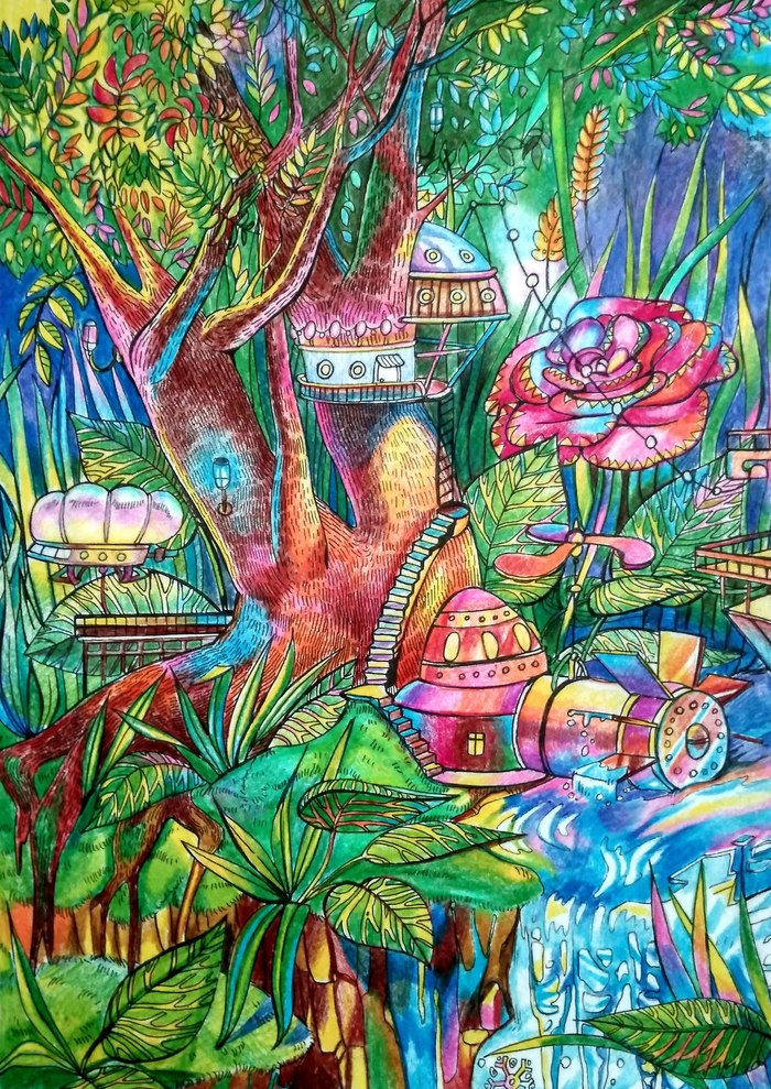 Иллюстрация волшебный сад в стиле детский | Illustrators.ru