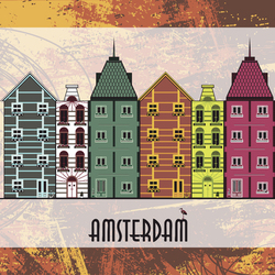 illustration of old Amsterdam houses.