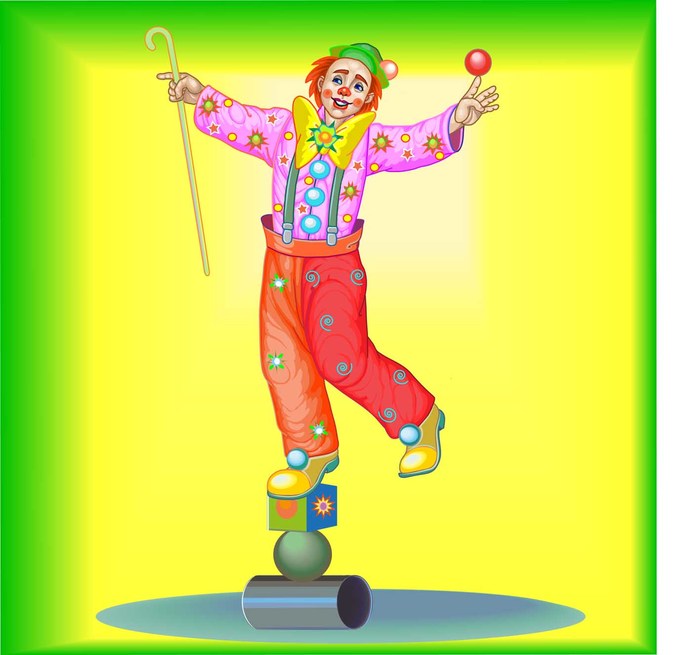 Герои цирка картинки. Клоун эквилибрист. Клоун в цирке. Клоуны в цирке для детей. Детские клоуны в цирке.