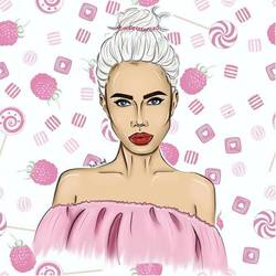 fashion portrait - illustration. Girl. Pink. Beauty