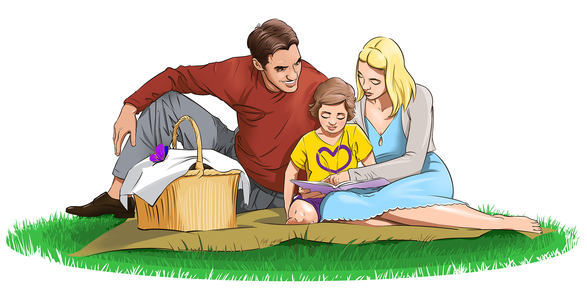 Семья на пикнике рисунок