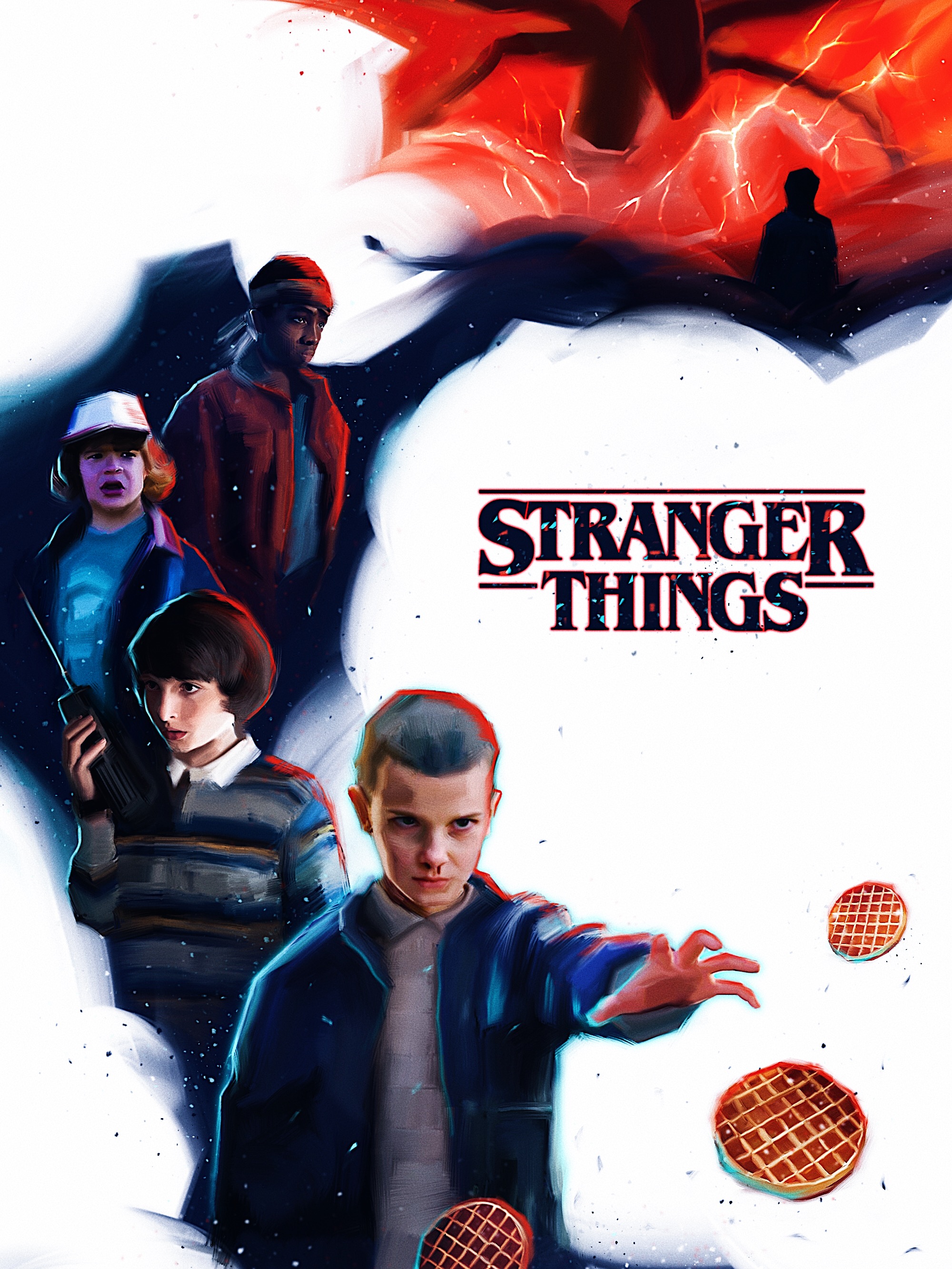 Иллюстрация Stranger things в стиле 2d, плакат, реклама персонажи