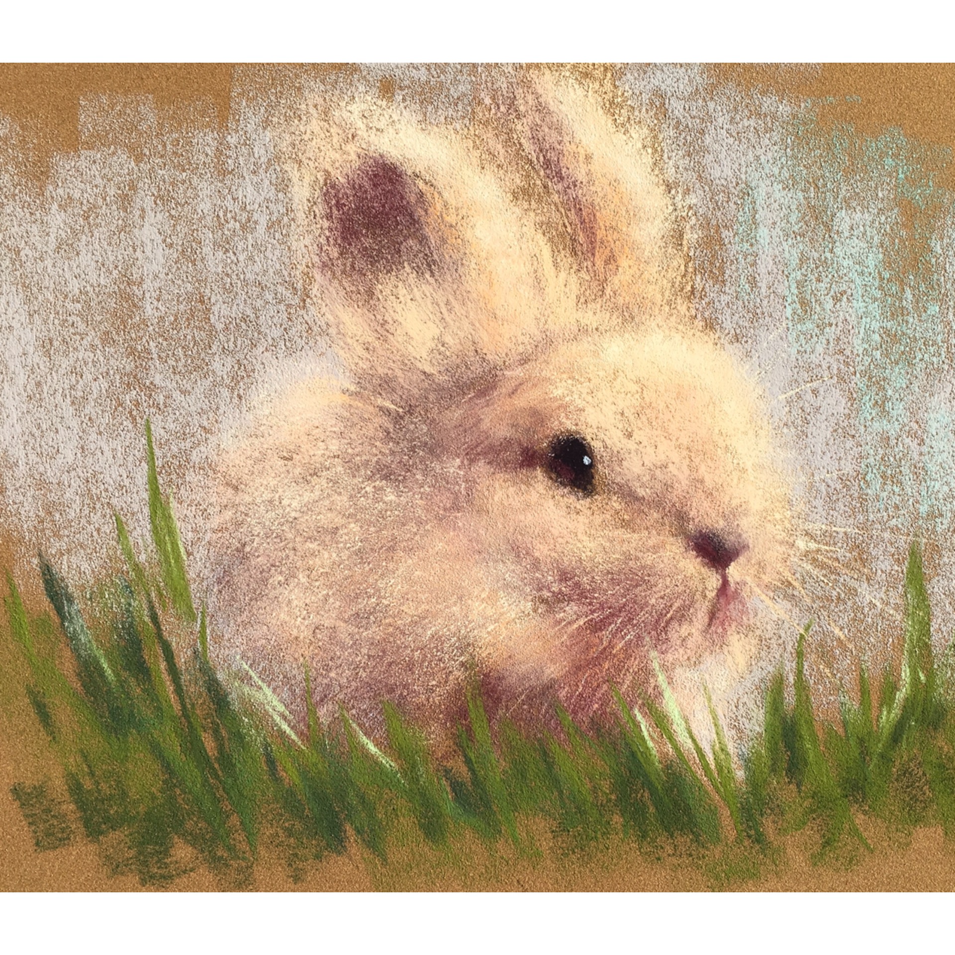 Кролик масляной пастелью