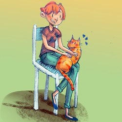 девочка и кот!