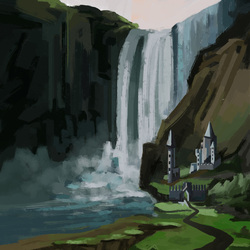 Замок и водопад 