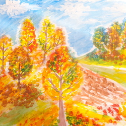 Осенний пейзаж методом тычка