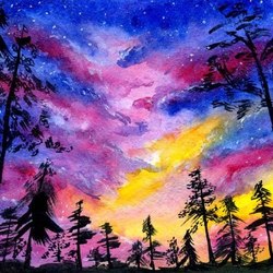 Пейзаж акварель