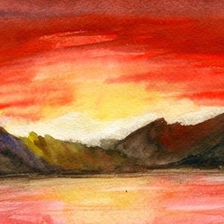 пейзаж акварель