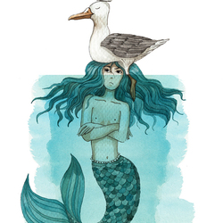 Mermaid and a seagull 