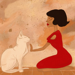 женщина и кошка