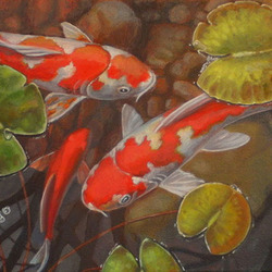 копия картины Terry Gilecki "рыбки кои"