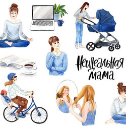 Серия иллюстраций для проекта про молодых мам