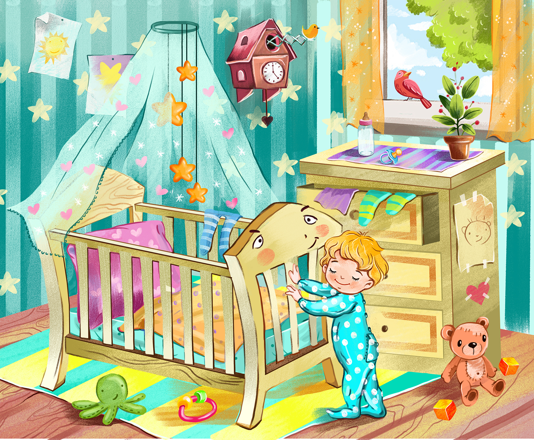 Иллюстрация Детская сказка в стиле 2d, книжная графика,