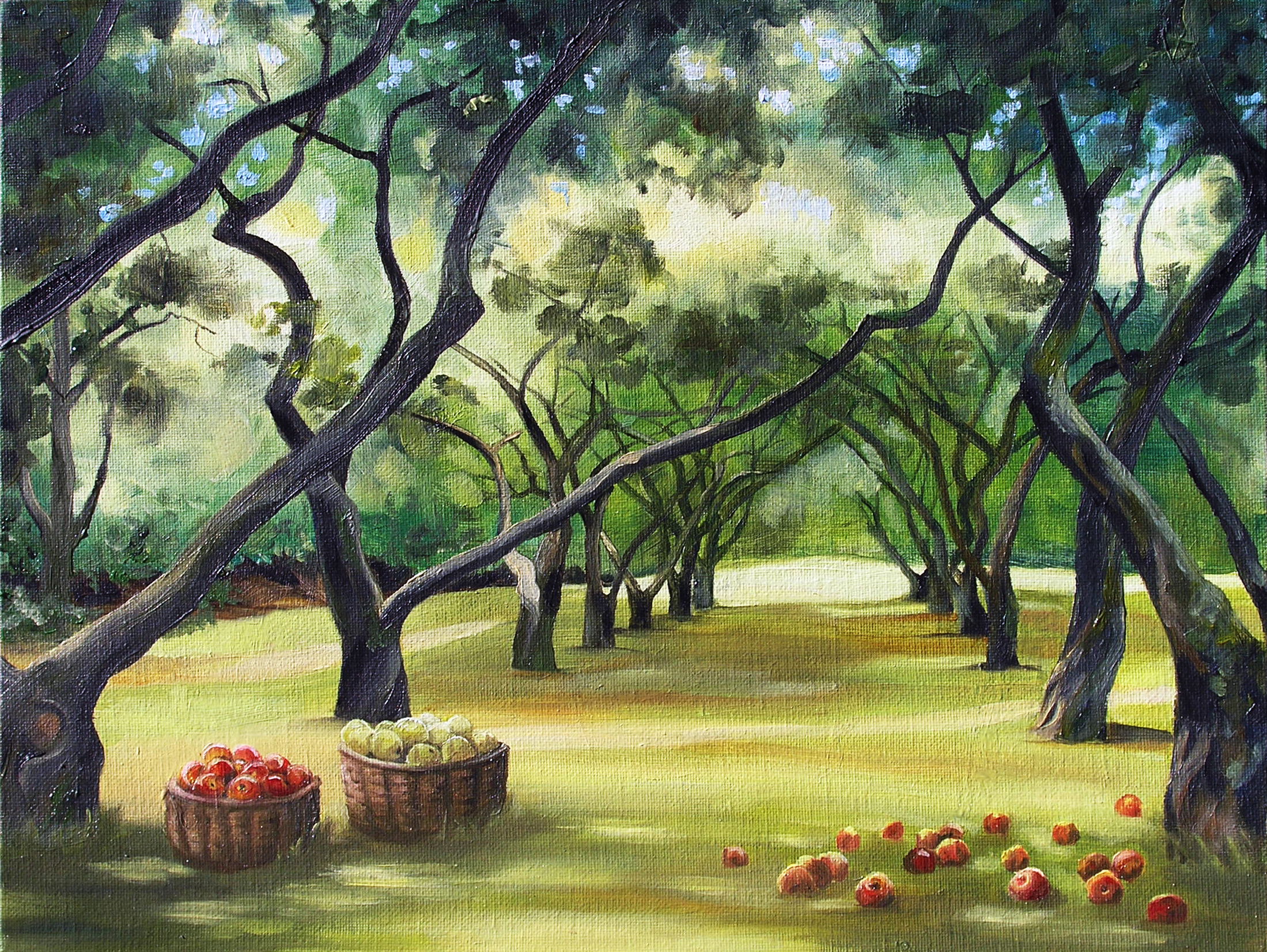 Яблочный сад картина