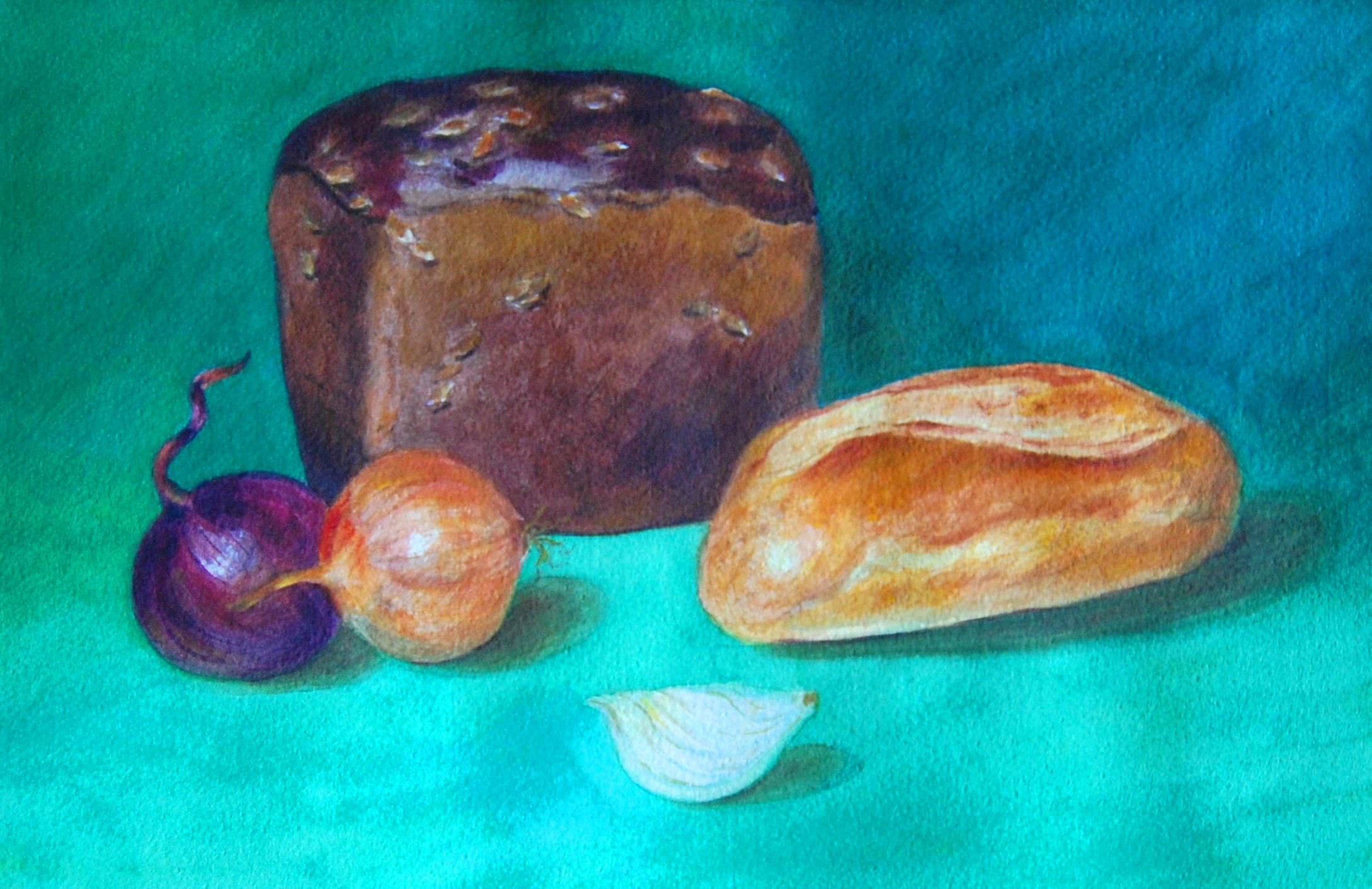 «Натюрморт с хлебом и ветчиной» Карло маджини
