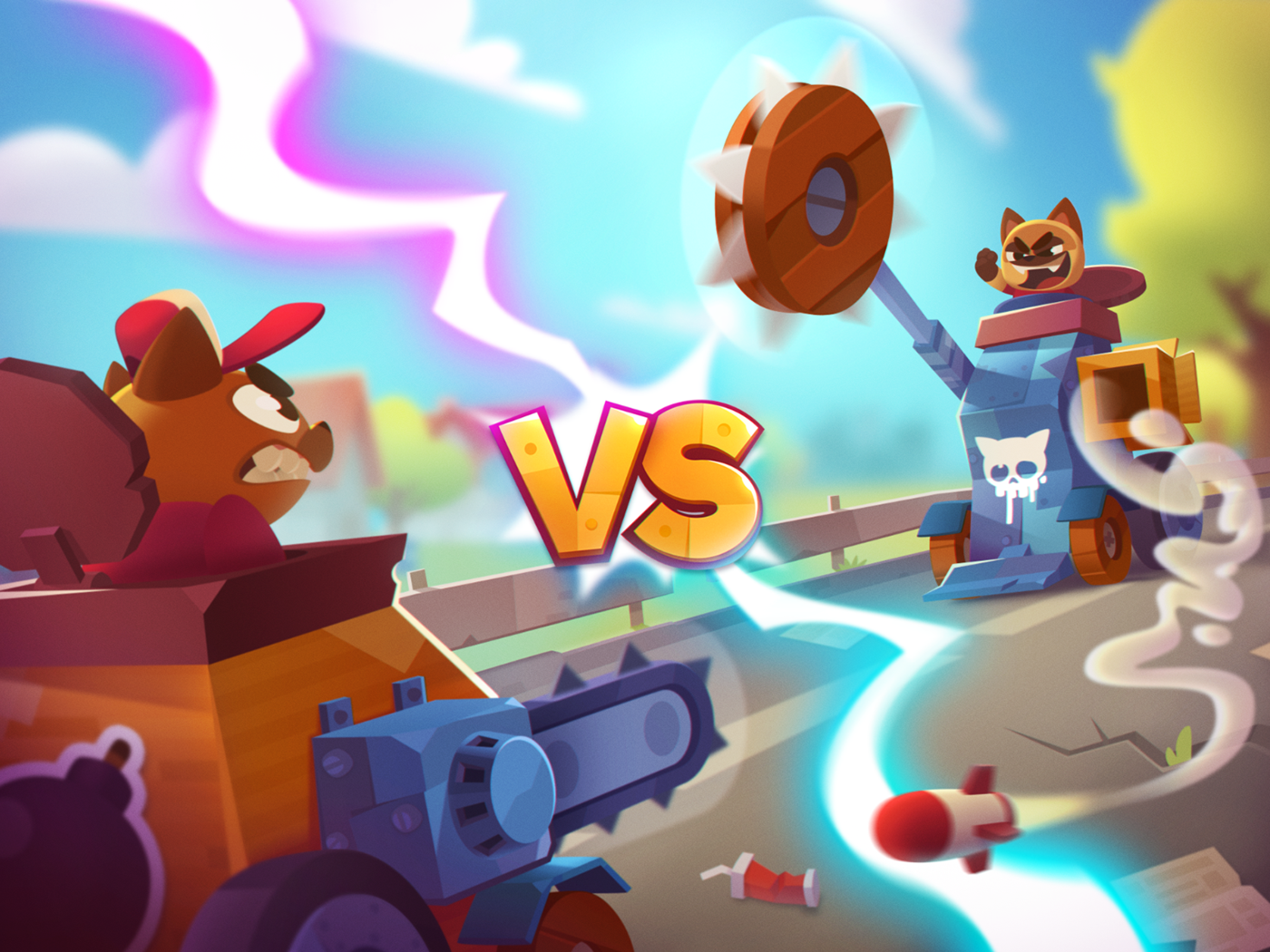 Иллюстрация CATS: Crash Arena Turbo Stars в стиле 2d, game dev |