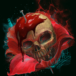 T-shirt design "Skull in Red". Дизайн футболки "Череп".