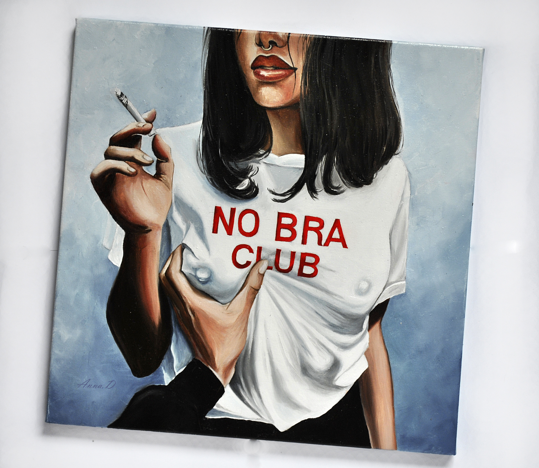Иллюстрация No bra club в стиле портрет