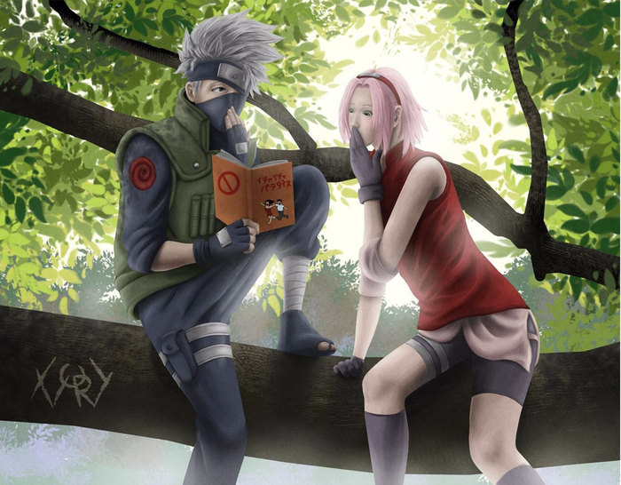Иллюстрация "Naruto" - Kakashi Hatake and Sakura Haruno в стиле 2...