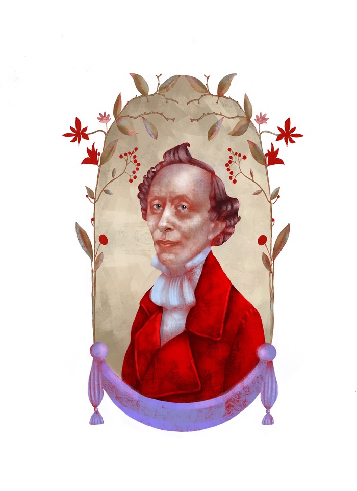 Иллюстрация Портрет Ганса Христиана Андерсена в стиле 2d,