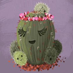 Мама-кактус с кактусятами