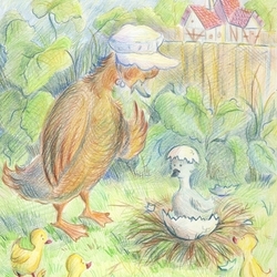 Иллюстрация к сказке Г. Х. Андерсена "Гадкий утёнок"