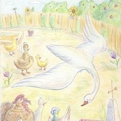 Иллюстрация к сказке Г. Х. Андерсена "Гадкий утёнок"