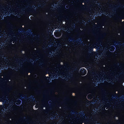 Crescent Moon - Night Starry Sky